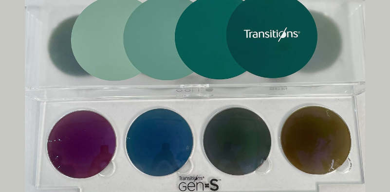 Transitions® GEN S™ lens display showing different colour tints