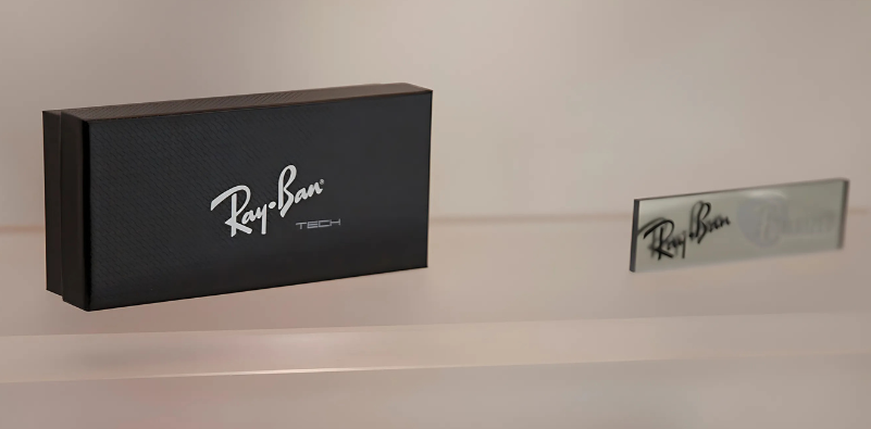 Ray-Ban Tech branded sunglasses box and plaque