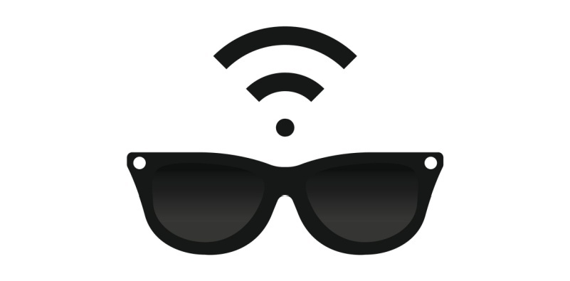 Vector icon of smart sunglasses with Wi-Fi symbol above them
