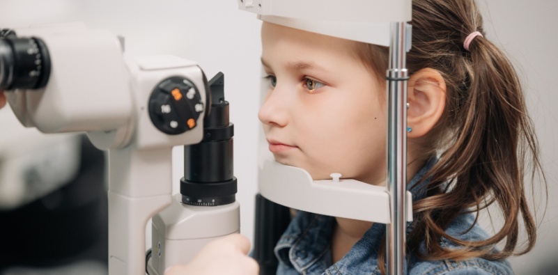Child having an eye exam